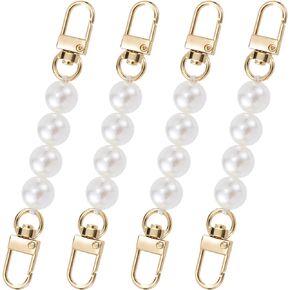 Joez Wonderful 4Pcs Pearl Purse Extender Chain Strap, Bag Strap Extender for Purse Bags Women, Pearl Chain Short Handbag Purse Replacement Bag Chain Accessories (12 cm)
