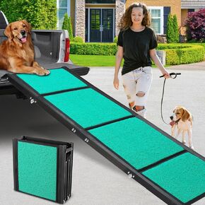 Max Length 71" & Width 20" Dog Car Ramp for Large Dogs Up to 250lbs, Foldable & Non-Slip Surface Ideal for Cars, SUVs, Trucks and Outdoor Steps, Upgraded Lighter Weight, Extra Wide Pet Stairs Ramp