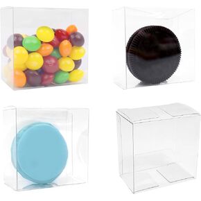 50pcs 2.2x2.2x1.4 Inch Oreo Boxes Small Clear Cookie Boxes Single Macaron Boxes Candy Boxes for Small Treat Wedding Favors Party Boxes Small Gift Boxes