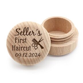 Liannan Custom Wooden First Haircut Curl Keepsake,Baby's First Curl Keepsake Box，My First Haircut Box (style 2)
