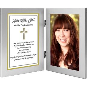 Poetry Gifts Confirmation Gift for Girls or Boys, Sweet Blessing for Him or Her, Add 4x6 Inch Photo to Double Frame