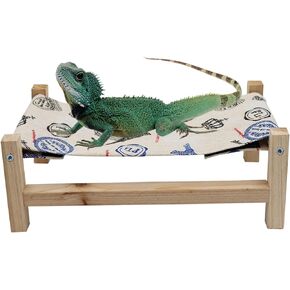 Dnoifne Reptile Hammock Swing Hanging Bed, Lizard Hideout, Reptile Bed for Bearded Dragon Leopard Gecko Lizard (Leaves)