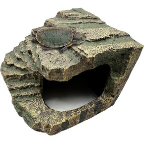 Tfwadmx Bearded Dragon Hide, Large Turtle Basking Platform, Reptile Cave Hideout with Basking Area, Turtle Tank Accessories for Lizards,Geckos,Tortoises,Frogs,Newts