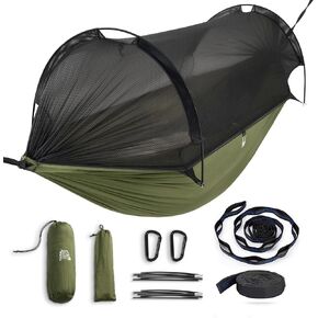Miztli Camping Hammock -Portable Hammock w/Spacious Net & Tree Straps w/Adjutable Loops,Double or Single Hammock for Outdoor, Hiking, and Travel