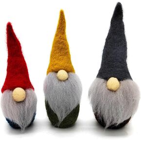 3 Pack Gnome Felting Kits Mother's Day Craft Kit 6 inch Gnomes Ornaments Kit Include Everything to Make - Friendly Instruction Gift for Mom, Gift for Wedding