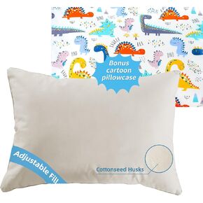 Organic Pillow 20x26 with Cotton Case, Adjustable for Side Sleepers | Organic Cotton Shell, Adjustable Loft, Neck Pain Relief, OEKO-TEX Certified, Machine Washable, for Travel & Couch in Kuwait