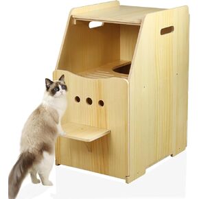 Cat Litter Box Enclosure,Enclosed Cat Litter Boxes,Litter Box Enclosure Furniture,Litter Box Cabinet Wooden Cat Washroom with Vent&Filtered Litter Panels,Splash-Proof Urine (Natural)