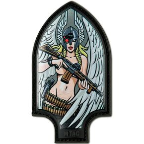 M-Tac Morale Patch Valkyrie - رقعة عسكرية تكتيكية من مادة PVC مع دعامة تثبيت بخطاف - رقعات للسترات وحقائب الظهر والقبعات (أسود)