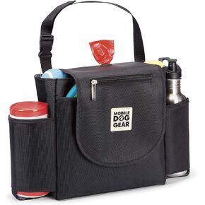 Mobile Dog Gear, Car Seat Back Organizer Travel Bag, Includes Built-in Waste Bag Dispenser and 1 Bag Roll, Black, Meets Airline Requirements