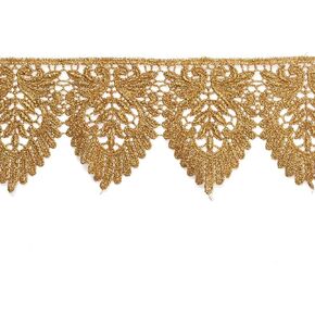 2-Yards 3" Metallic Lace Trim for Bridal, Costume or Jewelry, Crafts and Sewing, LP-MX-3399 (Gold)
