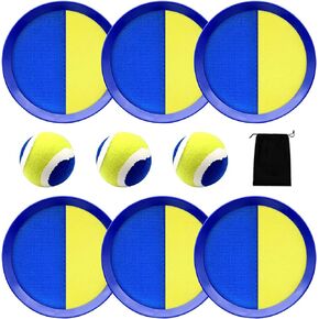 trassi Toss and Catch Ball Set with 6 Paddle,3 Balls and1 Storage Bag,Suitable for Camping Games,Beach Toys,Backyard Games,Sports for Kids,Adults and Families.
