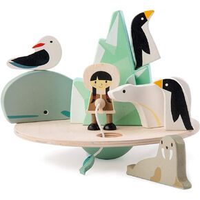 Tender Leaf Toys - Balancing Polar Circle - 9 Piece Wooden Stacking and Balancing Toy & Educational Game - STEM Toy - Early Learning to Develop Strategic Thinking and Fine Motor Skills - Age 3+