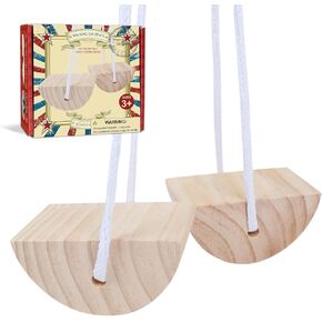 Wooden Balancing Stilts with Durable Rope, Walking Stepper Outdoor Yard Game Indoor Toy Game for Kids and Adults, Improving Coordination, Strength, Active Play