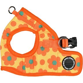 Puppia Bacopas Dog Vest Harness B (Step-in) Fashionable Flower Pattern Spring Summer Harness for Small and Medium Dogs, Orange, Small
