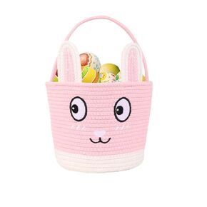 Large Easter Basket for Kids Boys Girls Baby, Cute Bunny Basket with Rabbit Ears for Easter Egg Hunting