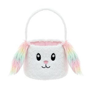 Lofytain Easter Basket Bags,Easter Eggs-Gift Baskets for Kids,Bunny Tote Bag Bucket for Easter Eggs,Toys, Candy,Gifts (White)