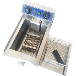 PreAsion 110v 10L Electric Commercial Deep Fryer with Oil Nozzle and Countertop Tank Basket for Restaurant Kitchen