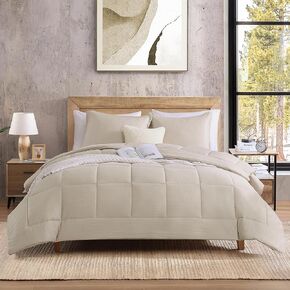 Monbix Twin XL Size Comforter Sets,Twin XL Bedding Set 2 Pieces, All Seasons Comforters, Quilting Design Fluffy Bed Set Warm (Beige, Twin XL, 66"x90")