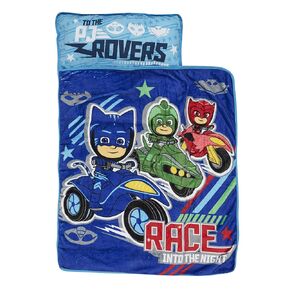 PJ Masks Race Into The Night Nap-Mat - Includes Pillow and Fleece Blanket - Great for Boys and Girls Napping at Daycare, Preschool, Or Kindergarten - Fits Sleeping Toddlers and Young Children