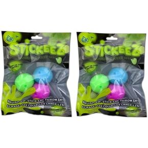 Stickeez 6 Pack Glow in The Dark Squishy Sticky Ceiling Balls - Assorted Luminescent Colors - 6pcs Fun Glowing Stick On Wall Squish Stress Balls for Boys and Girls