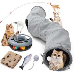 Cat Tunnel, Indoor Cat Toy, Roller Track Cat Toy, Collapsible S-Shaped Play Tube, 10.5 Inch Diameter Maze Cat House for Cats, Puppies, Rabbits, Ferrets, Cat Toy Set