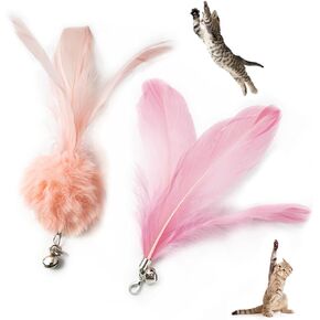 Cat Feather Toy for Cat, 4pcs, ball Deep pink