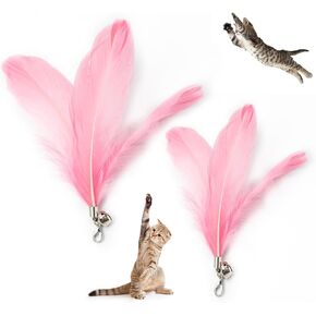 Cat Feather Toy for Cat, 4pcs, ball Deep pink