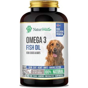 Omega 3 Fish Oil Supplement for Dogs and Cats - 1000 mg Pure DHA and EPA Omegas - Supports Healthy Coat and Skin, Heart, Immune System, Joints and Hip - 180 softgels