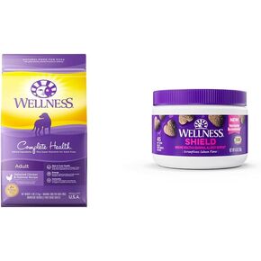 Wellness Food + Supplements Bundle: CORE Natural Grain Free Dry Dog Food, Turkey & Chicken, 4-Pound Bag Immune & Allergy Soft Chew Supplements, Salmon Flavored, 45 Count