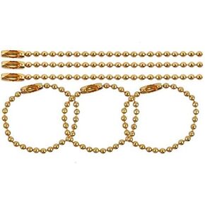 50 Pcs Ball Chain Necklace 3.93" Long 0.09" Bead Dia Metal Connector Clasp Ball Chain Keychain for DIY Jewelry Making (Gold)