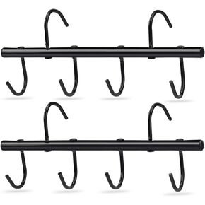 2Pcs Tack Rack with Swivel Hooks,6 Hook Portable Bridle Hooks Tack Hangers for Stable Horse Tack Room Barn and Fence(Black)