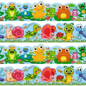 72 Feet Frogs Bulletin Board Borders Flower Insect Butterfly Borders for Spring Summer Classroom Back to School Decoration