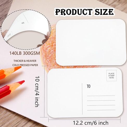 Augacage 120 Pcs Watercolor Postcards 4x6 Watercolor Paper Cards 140lb/300Gsm Watercolor Cards for Greeting Cards Thank You Letter DIY Invitation Letter (Rounded Corners) in Kuwait