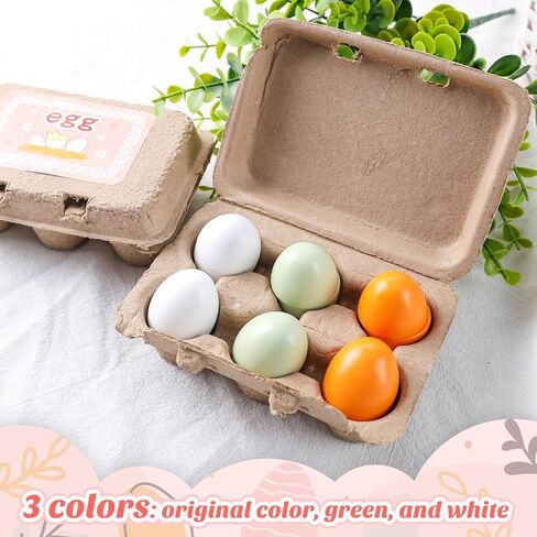 SallyFashion 6PCS Wooden Egg Toys, Easter Egg Toys Wooden Play Food Pretend Play Food Sets for Kids Early Development Learning Birthday Gifts in Saudi Arabia