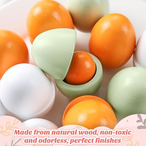 SallyFashion 6PCS Wooden Egg Toys, Easter Egg Toys Wooden Play Food Pretend Play Food Sets for Kids Early Development Learning Birthday Gifts in Saudi Arabia