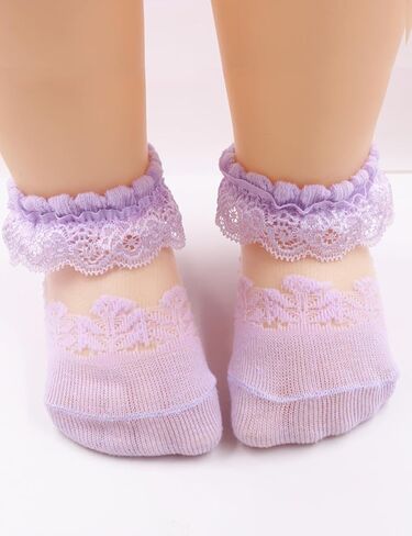 Newborn Baby Girls Socks Lace Socks for Infant Ruffle Eyelet Princess Socks Cotton,4Pack in Saudi Arabia