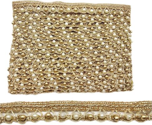 Goelx Moti Lace 9 Mtr / 9.8 Yards Border for Dresses, Sarees, Suits, Blouses, Dupattas, Bags, Art & Craft - Gold in Saudi Arabia