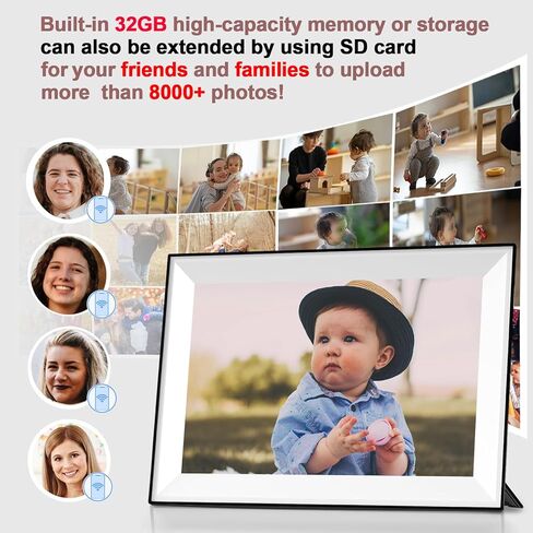 10.1 Inch Uhale WiFi Digital Picture Frame with 32GB Storage and 1280 * 800 IPS Touch Screen Easy Setup to Share Photo Video via Free APP, for Christmas in Kuwait