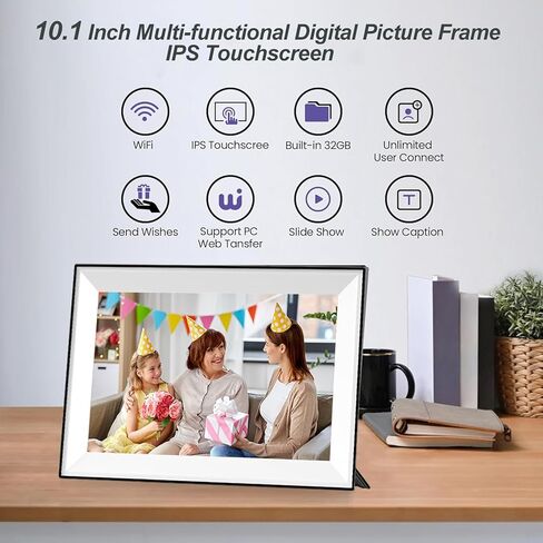 10.1 Inch Uhale WiFi Digital Picture Frame with 32GB Storage and 1280 * 800 IPS Touch Screen Easy Setup to Share Photo Video via Free APP, for Christmas in Kuwait