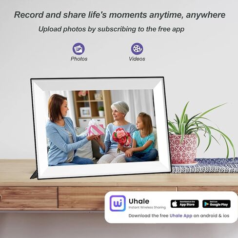10.1 Inch Uhale WiFi Digital Picture Frame with 32GB Storage and 1280 * 800 IPS Touch Screen Easy Setup to Share Photo Video via Free APP, for Christmas in Kuwait