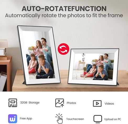 10.1 Inch Uhale WiFi Digital Picture Frame with 32GB Storage and 1280 * 800 IPS Touch Screen Easy Setup to Share Photo Video via Free APP, for Christmas in Kuwait
