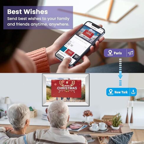 10.1 Inch Uhale WiFi Digital Picture Frame with 32GB Storage and 1280 * 800 IPS Touch Screen Easy Setup to Share Photo Video via Free APP, for Christmas in Kuwait