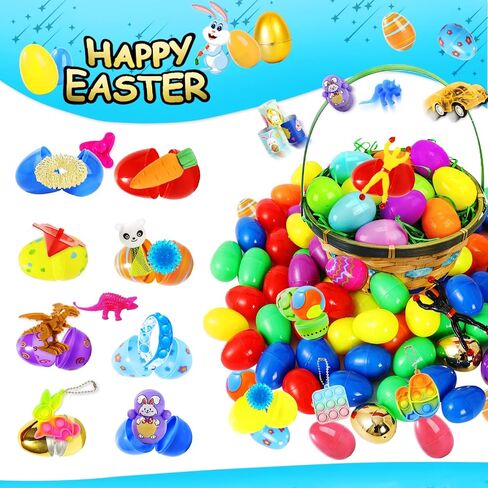 200 Pcs Prefilled Easter Eggs with Toys Inside,Easter Basket Stuffers Gifts in Surprise Eggs,Easter Toys Bulk,Easter Egg Hunt,Prizes Classroom Events,Easter Gifts Bulk,Eggs Fillers,Easte Party Favors in Saudi Arabia