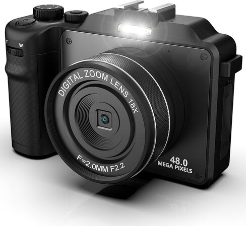 كاميرا رقمية للتصوير الفوتوغرافي، كاميرا Vlog بدقة 4K، كاميرا مزدوجة أمامية وخلفية، تركيز تلقائي ومضادة للاهتزاز، 7 مرشحات ألوان، كشف الوجه، شاشة IPS مقاس 3 بوصات، زاوية عريضة 140 درجة، تكبير 18X، بطاقة TF 64 جيجا بايت وحزام يد ACG- 04 in Kuwait