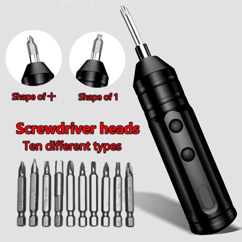 مجموعة مفك براغي لاسلكي، مفك براغي محمول 10 في 1، لقم من سبائك الصلب (تركيب سريع بزرين) مفك براغي كهربائي قابل لإعادة الشحن مع 10 أنواع رؤوس in Kuwait