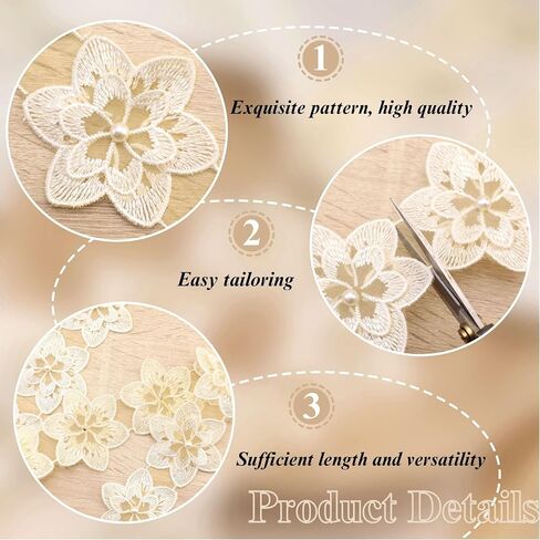 Organza Flower Trim 2 Yards Lace Edge Trim Ribbon, Vintage Edging Trimmings Fabric Embroidered Applique Sewing Craft for Wedding Dress Embellishment DIY Dress Decor, Gowns, Home Decor (Black) in Kuwait