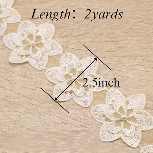Organza Flower Trim 2 Yards Lace Edge Trim Ribbon, Vintage Edging Trimmings Fabric Embroidered Applique Sewing Craft for Wedding Dress Embellishment DIY Dress Decor, Gowns, Home Decor (Black) in Kuwait