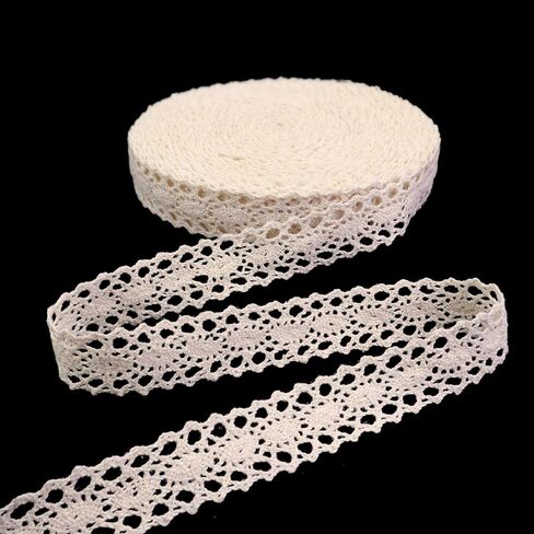 White Lace Ribbon 18 Yards Cotton Lace Trim Vintage Crochet Lace Ribbon Trim for DIY Scrapbooking Dollies Wedding Crafts Supply in Saudi Arabia