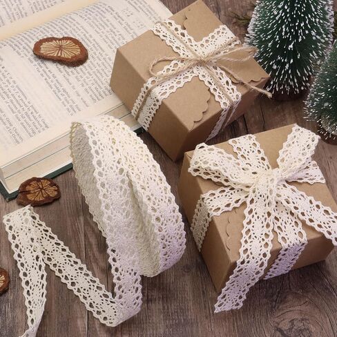 White Lace Ribbon 18 Yards Cotton Lace Trim Vintage Crochet Lace Ribbon Trim for DIY Scrapbooking Dollies Wedding Crafts Supply in Saudi Arabia