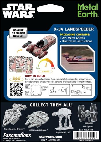 مجموعة نماذج معدنية ثلاثية الأبعاد من Fascinations Metal Earth Star Wars X-34 Landspeeder مع ملاقط in Saudi Arabia